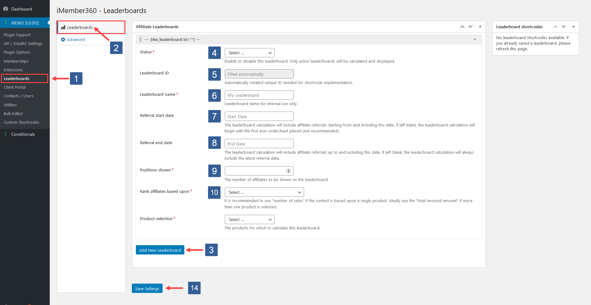 Steps to add an Affiliate Leaderboard