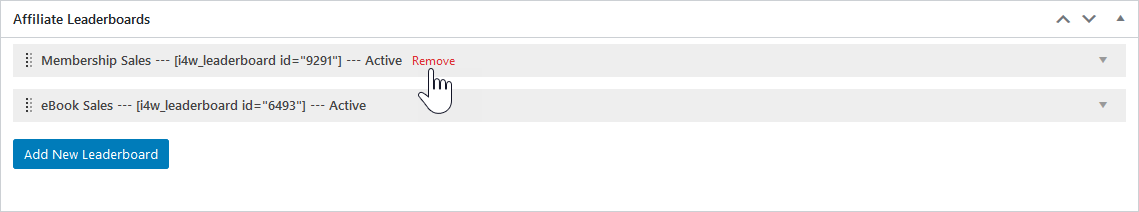 Steps for removing affiliate leaderboards