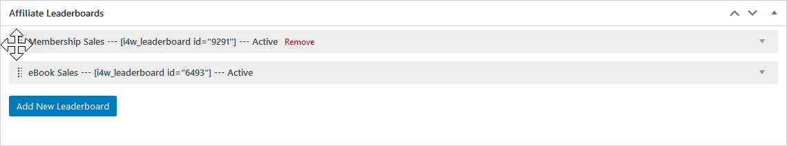 Steps for reordering affiliate leaderboards