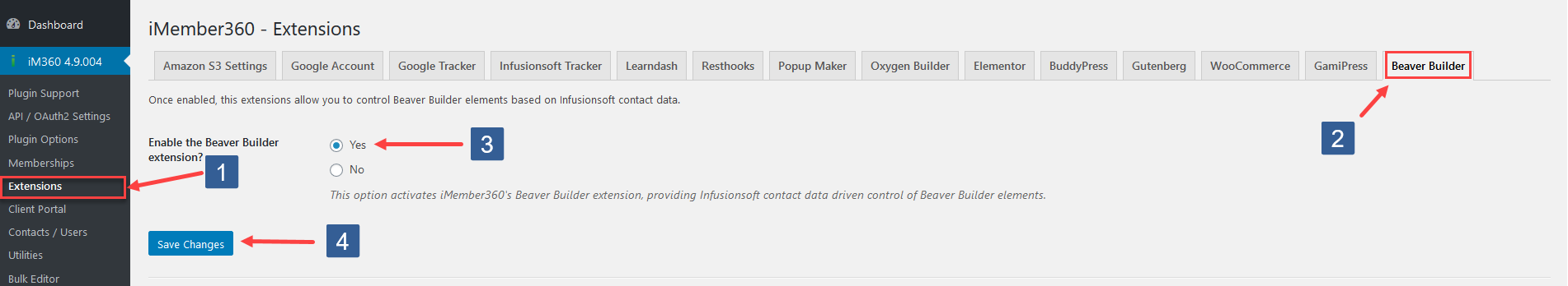Activate Beaver Builder Extension