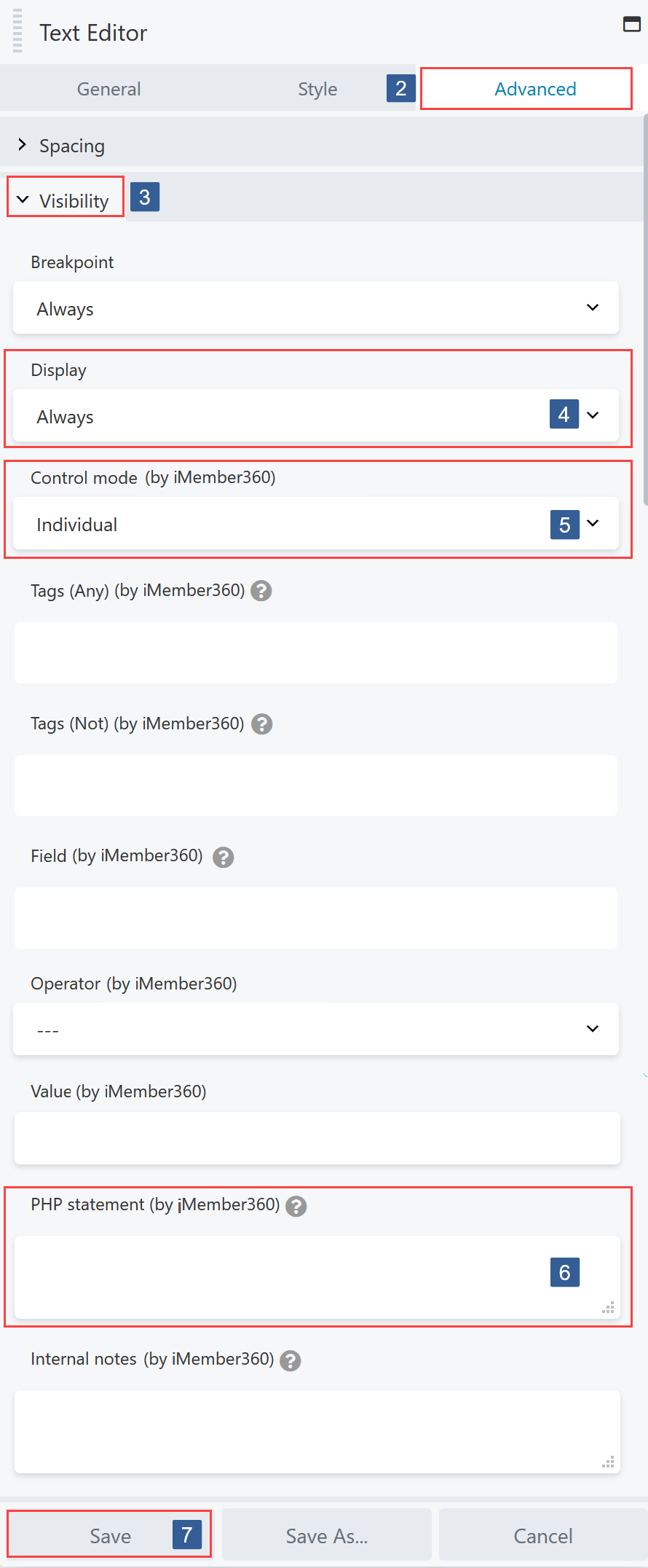Steps for specifying visibility conditions for Beaver Builder Module/Column/Row based upon a conditional PHP statement