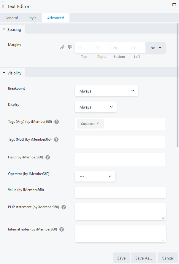 Beaver Builder Module/Column/Row Display Settings Example 1