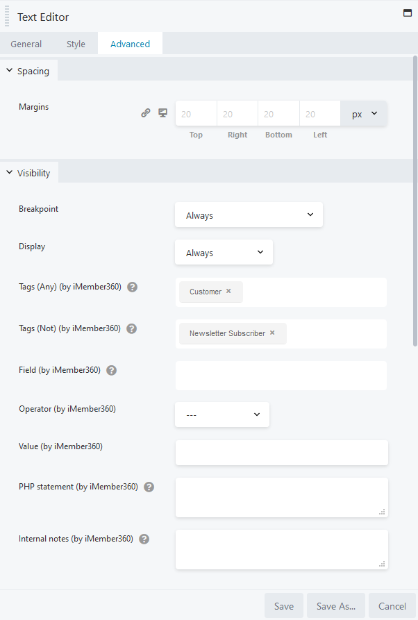 Beaver Builder Module/Column/Row Display Settings Example 2