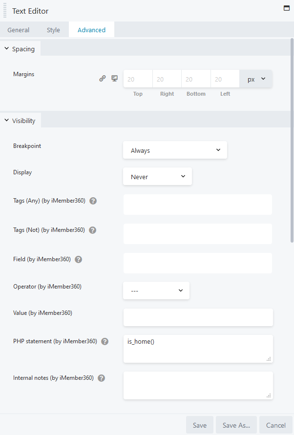 Beaver Builder Module/Column/Row Display Settings Example 4