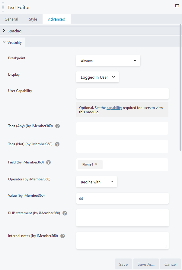 Beaver Builder Module/Column/Row Display Settings Example 5
