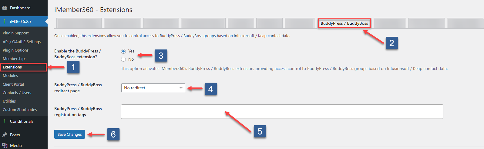Steps to activate the BuddyPress/BuddyBoss extension