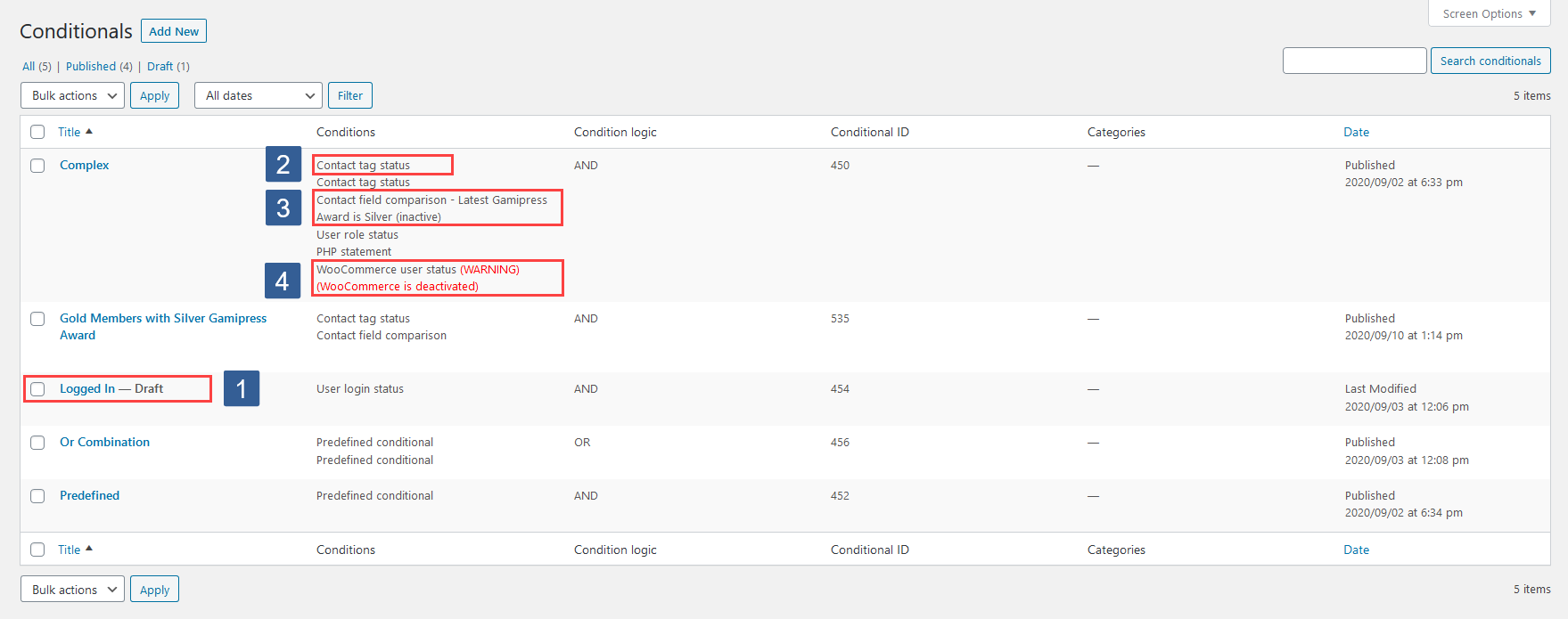 Understanding the conditional listing