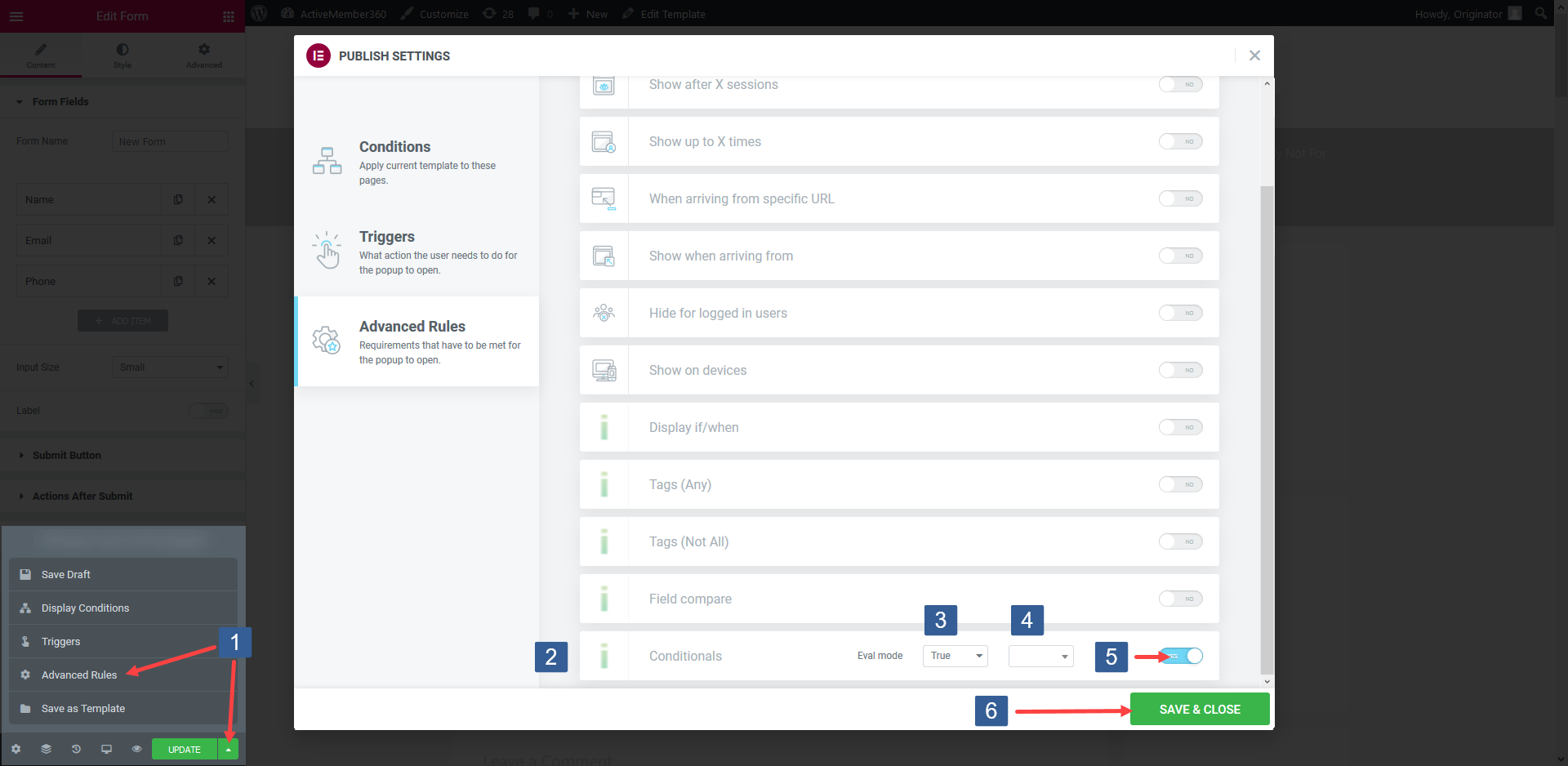 Specify Conditional Display Settings