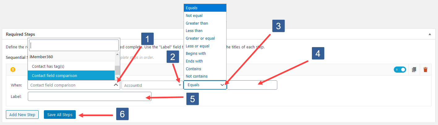 Configuring Add New Required Step For Contact Field