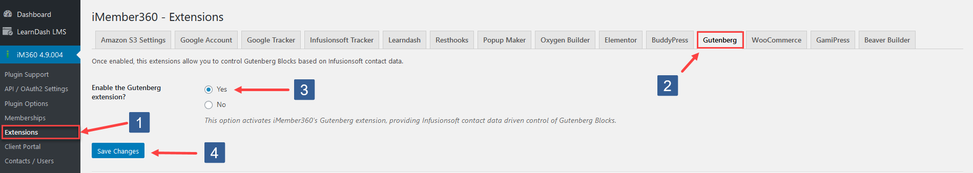 Activate WP Block Editor extension