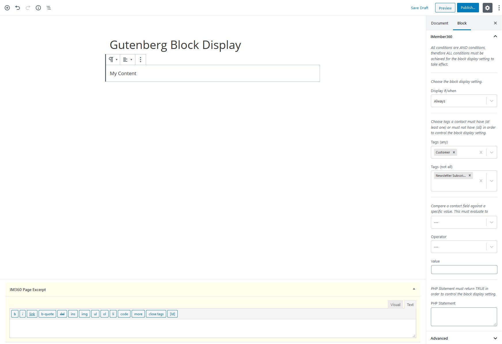 Block Display Settings Example 2