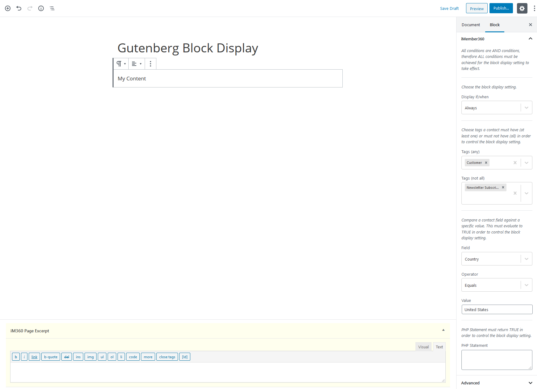 Block Display Settings Example 3