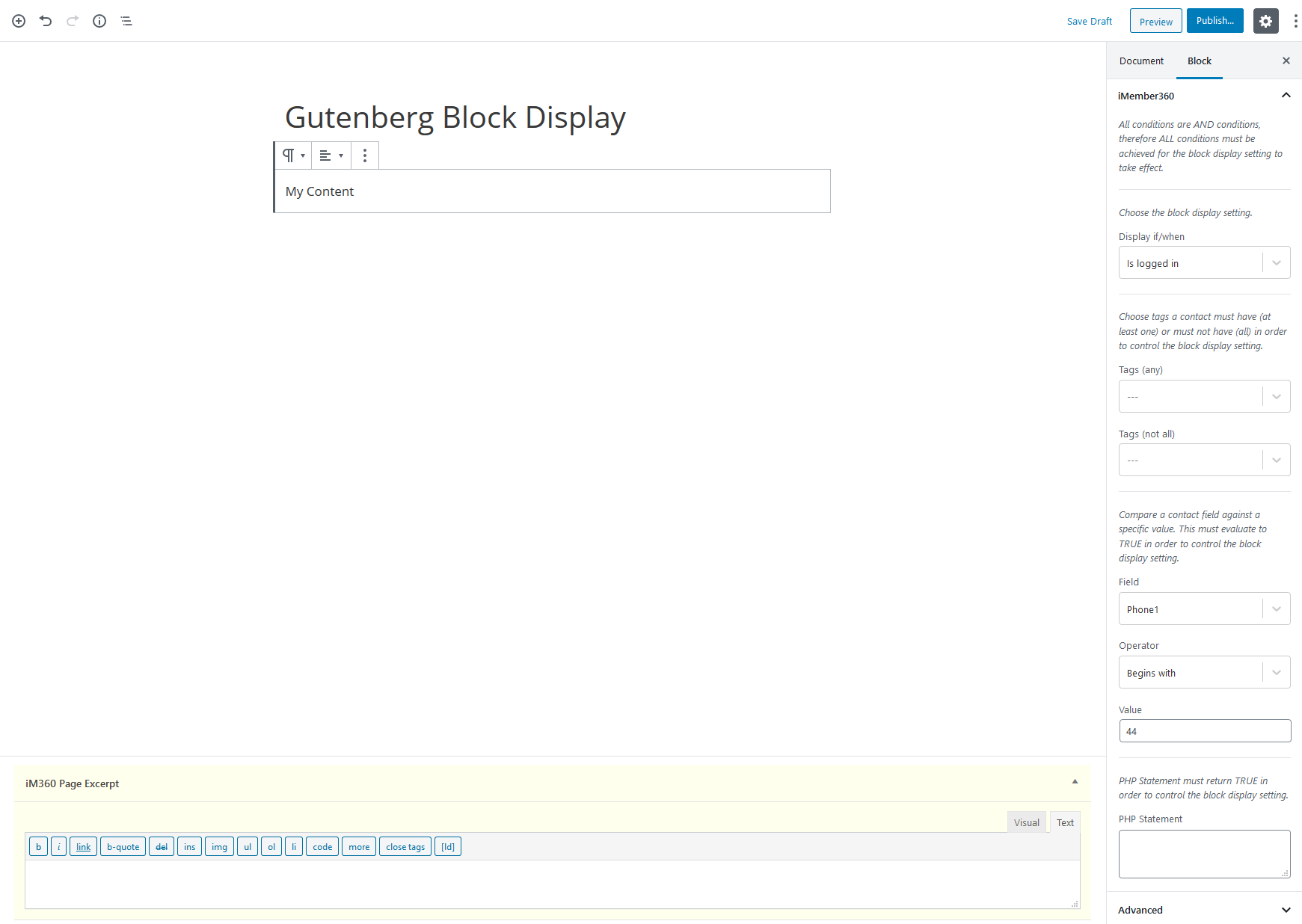 Block Display Settings Example 5