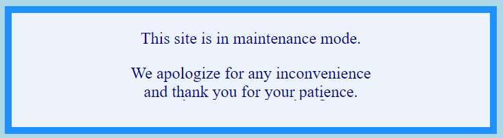 Maintenance screen without login link