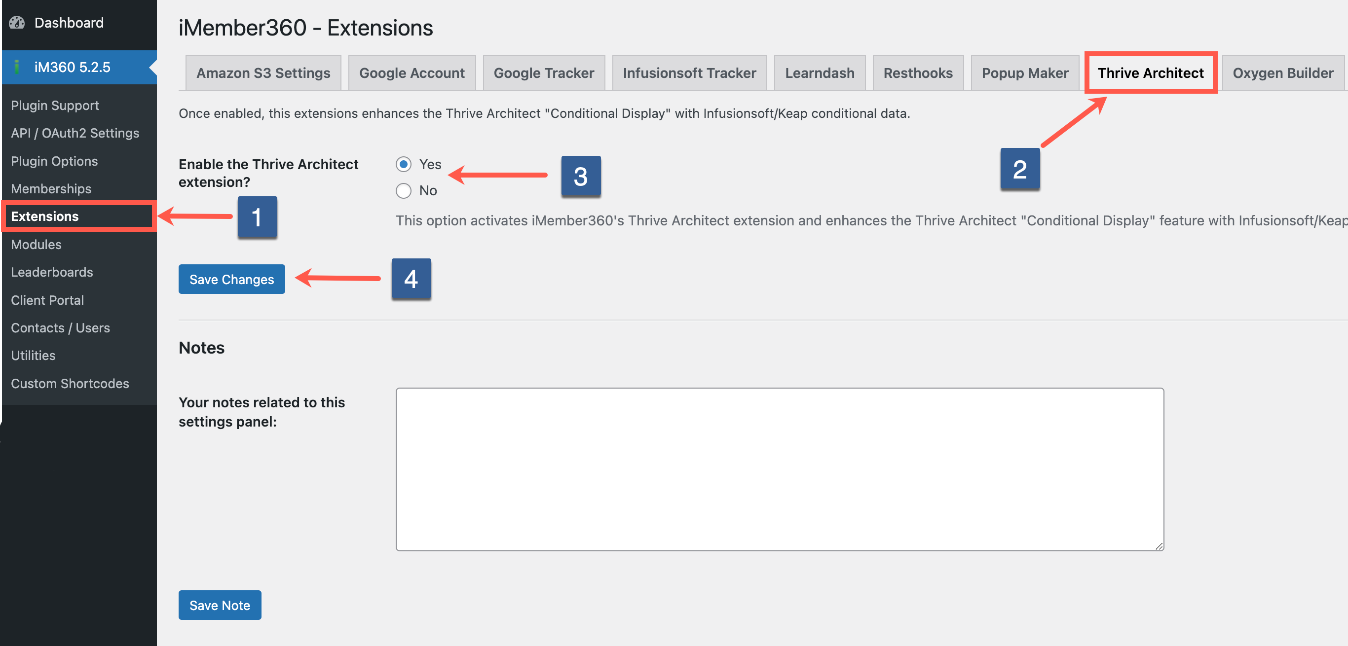 Steps to activate Thrive Architect Extension